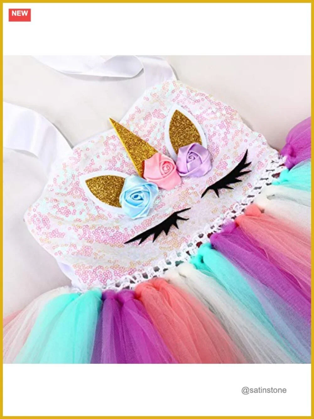 Sequin Unicorn Tutu Dress with Headband, Girls Birthday Party Costume